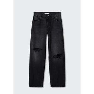 Mango MNG Black distressed wide leg jeans -4